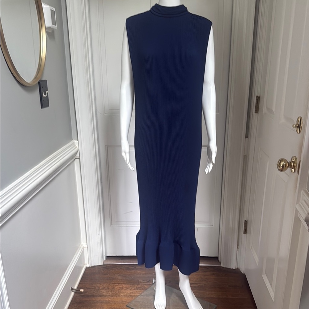 Milly Deep Blue Pleated Maxi Dress